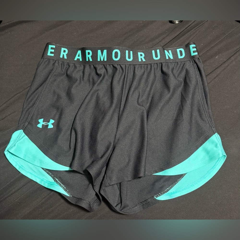 Under Armour Women's Black Shorts with Teal Trim